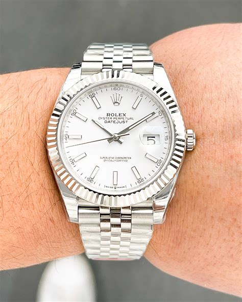 rolex datejust 41 white gold fluted bezel jubilee|Rolex Datejust with jubilee bracelet.